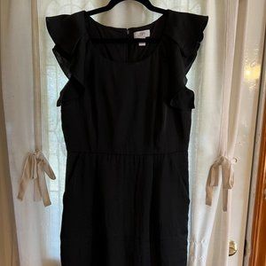 Womens Size 10 Ann Taylor Loft Black Midi Dress Pockets